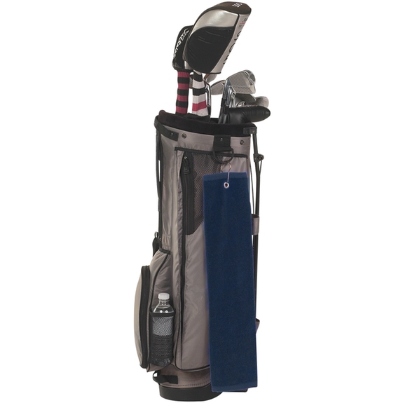 In Use - Folded Embroidered Custom Golf Towel - 16_ x 25_