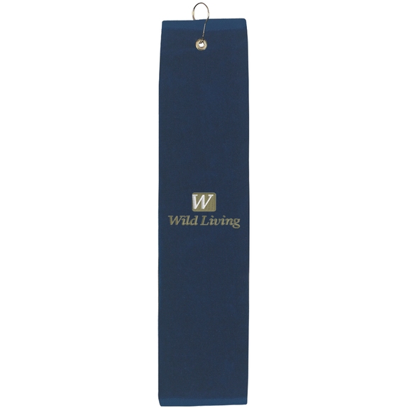 Navy - Folded Embroidered Custom Golf Towel - 16_ x 25_
