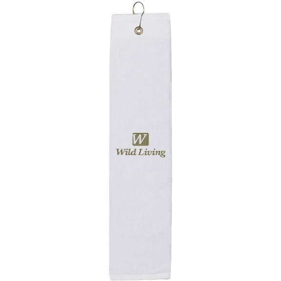 White - Folded Embroidered Custom Golf Towel - 16_ x 25_